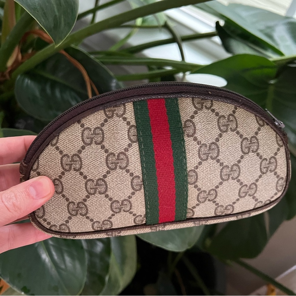 Authentic: Vintage Gucci Web Sherry Line Cosmetic Bag